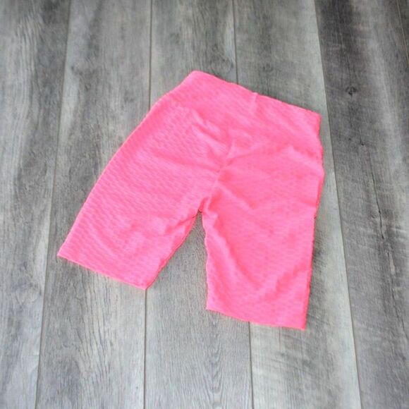 STEVE MADDEN - Hot Pink Textured Stretch Ruched Biker Shorts - XL - Picture 1 of 2